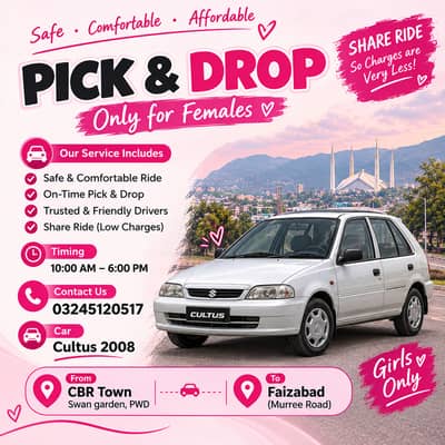 Affordable Female Pick & Drop | Shared Ride | PWD to Faizabad
