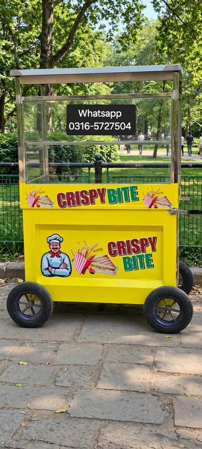 Crispy Bite Cart For Sale - 2 Burner + Fryer Installed - New Conditio