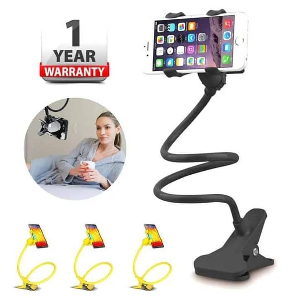 Flexible Mobile Snake style Stand Holder With Firm Mobile Handle, Cute Flexible Stand for mobile, Universal Lazy Holder Arm Flexible Mobile Phone Stand, Flexible Snake Mobile Holder, Bed Desk Table Clip Gooseneck Bracket for Phone - multi-colored