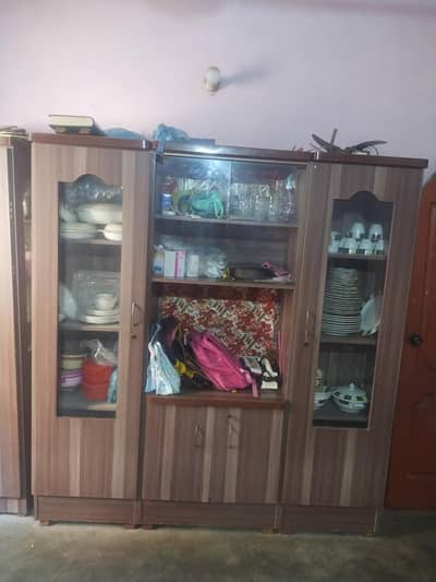 Almari dressing divider double bed with mettress 2 sides table