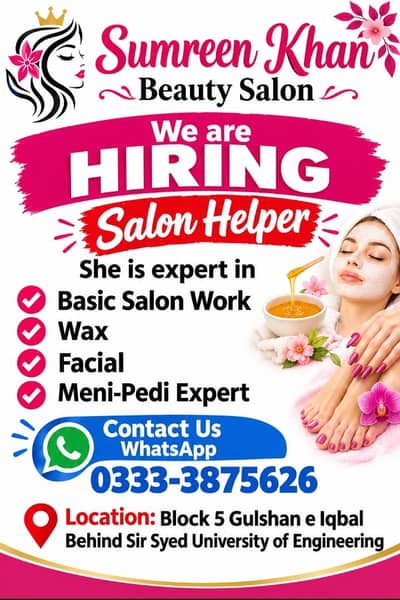 need female salon helper