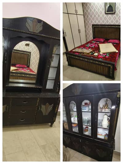 casual bed with showcase and dressing