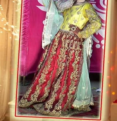 Heavy embroidery mehndi bridal lehenga style maxi