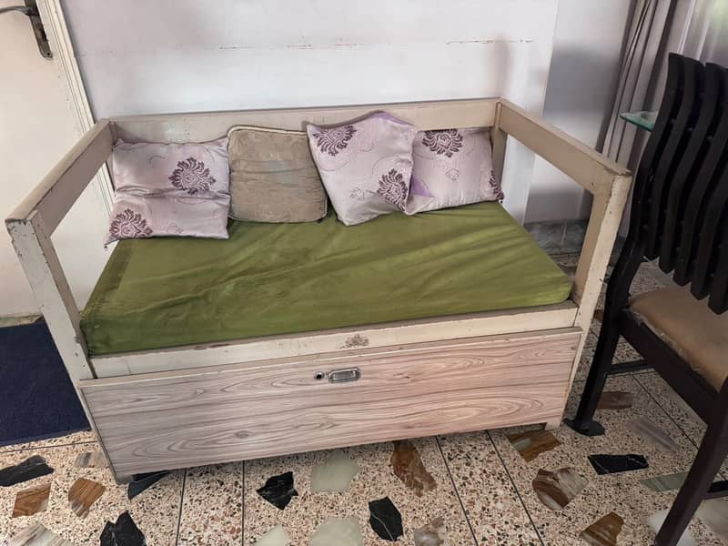 Wood sofa with slide shoe rack 0