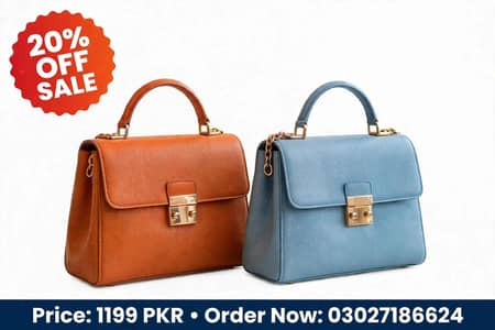new stylish ladies bag orange aur sky blue