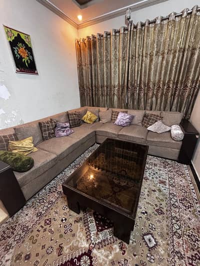 L-Shape sofa set with center table