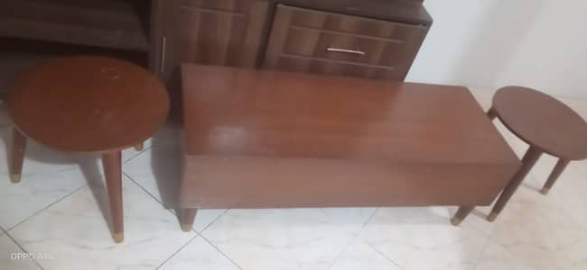 Wooden Coffee Table with 2 Matching Side Tables – 3 Piece Set