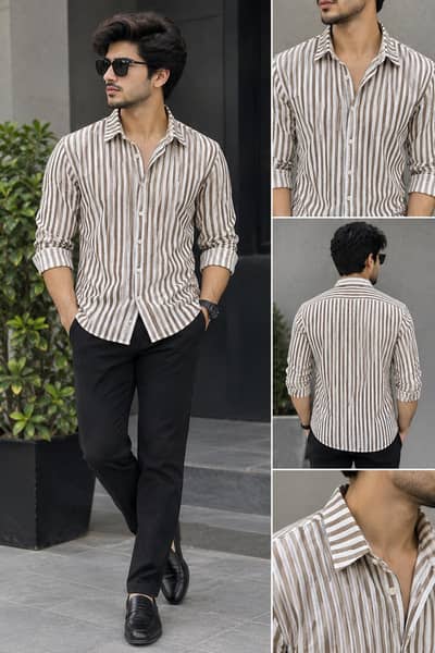 New Men’s Striped Casual Shirt