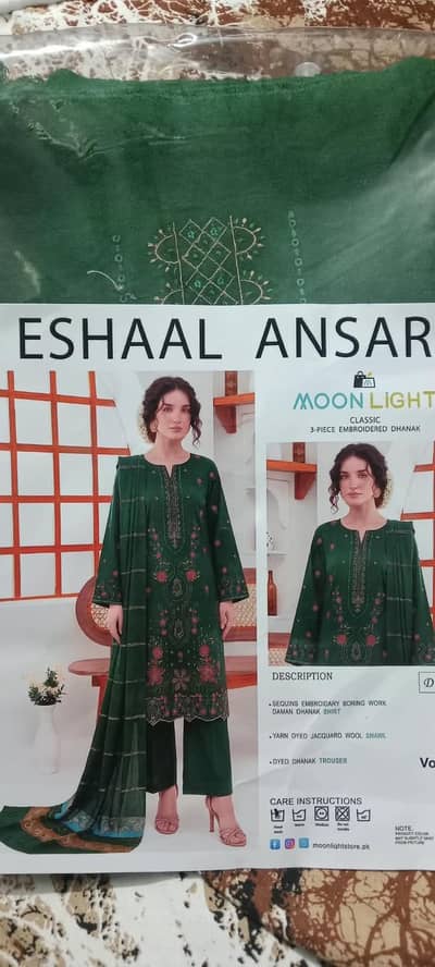 classic 3-poece Embroidered dhanak unstiched