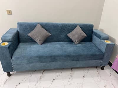 Stylish Blue Sofa Cum Bed – Excellent Condition