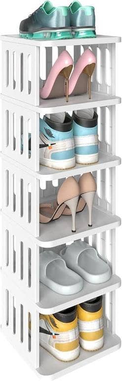 Tier Shoe Rack for Closet Floor,Stackable Shoe Organizer for Closet Small Space,Free Standing Vertical Narrow Shoe Storage Organizer Cabinet for Entryway Vertical Tower