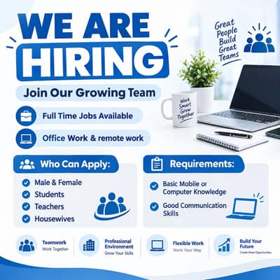 we are hiring staff male and female for online and Office base