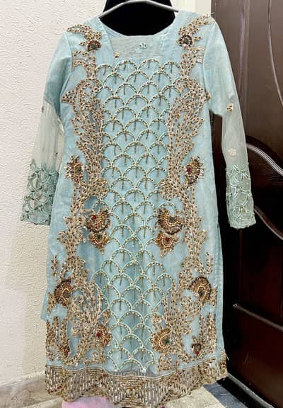 Light blue embroidered 3-piece suit