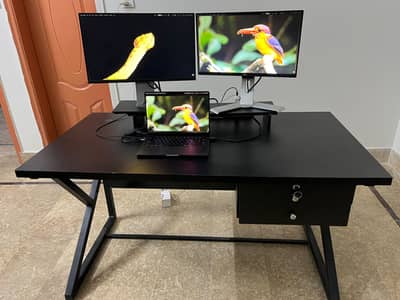 Large 57" Custom Gaming/Computer/Study/Work Desk with Drawers & Stand