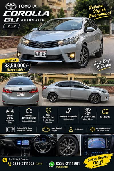 Well Maintained Toyota Corolla GLI 1.3 Auto 2015 Silver Reg 2016