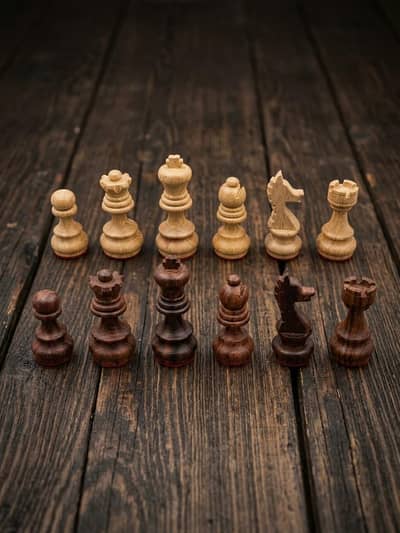 Premium Handmade Wooden Chess Figures, Sheesham Wood, 32 Chess Pcs.
