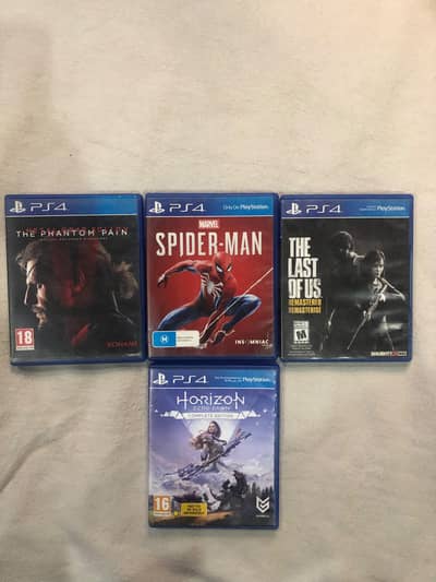 PS4 Games Horizon zero Dawn Spiderman the last of us the phantom pain