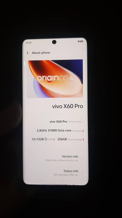 Vivo X60 Pro 12+12 GB ram 256 GB memory non PTA Sims working