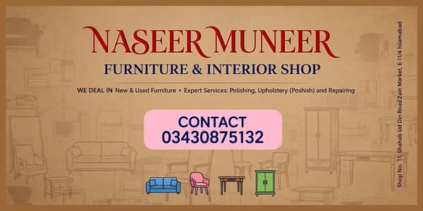 Furniture interior design selling different items