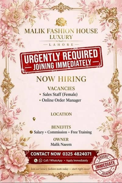Female Worker Required – Part Time Job