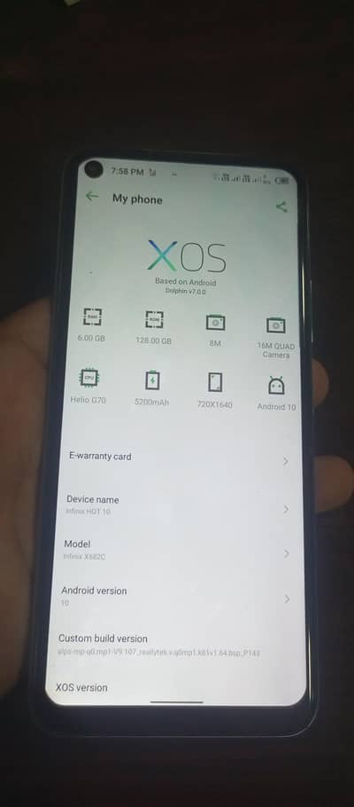 Infinix Hot 10 only phone hai 6.128 gb