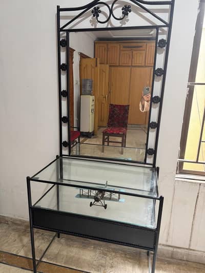 Single iron bed with 2 side tables ,dressing table and chairs