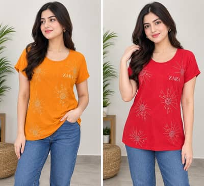 ZARA Original Tops – Maroon & Orange | 100% Condition