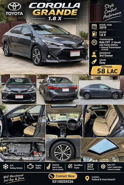 Toyota Corolla Grande 1.8 CVT with sunroof