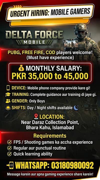 Gaming Jobs Available Bhara kahu