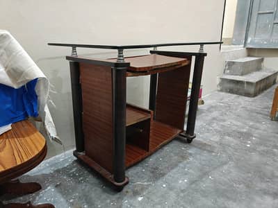 Glass Top Wooden Table
