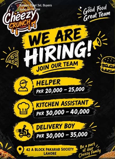 rider + kitchen traind staff part time full time both