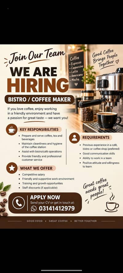 Bistro / Coffee maker for cafe