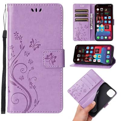 New Designer butterfly embossed flip original leather cases for iphone