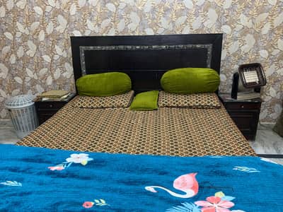 urgent sale king size bed with showcase