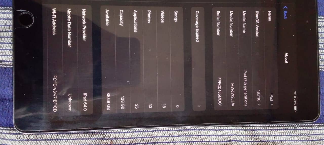 Model : ipad 7th Generation 2