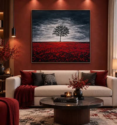 Beautiful Handmade Tree Landscape Painting – 24×24 Inches