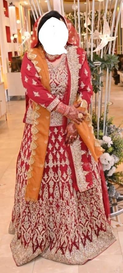red lehenga for barat event