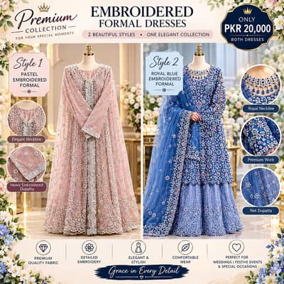 Luxury Pakistani Formal Dress – Embroidered Party Wear Suit