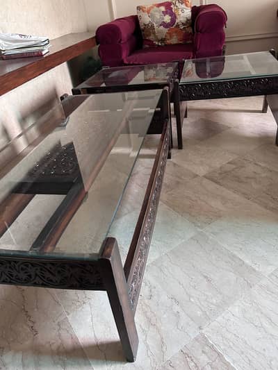 3 piece Antique carving wooden table set at an affordable price