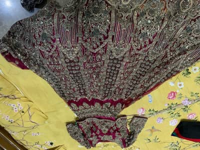 Bridal fully flared heavy work customized lehngha. Fully antique work