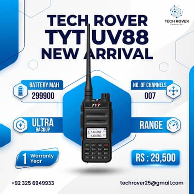 Walkie Talkie | TYT UV88 | Wireless | Two Way Radio 5W Dual Band | 200