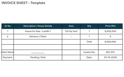 professional excel invoice sheet  for all business