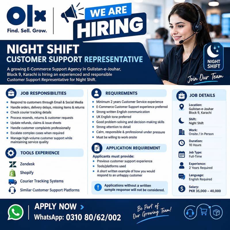 Night Shift Customer Support Representative | E-Commerce | Karachi 0