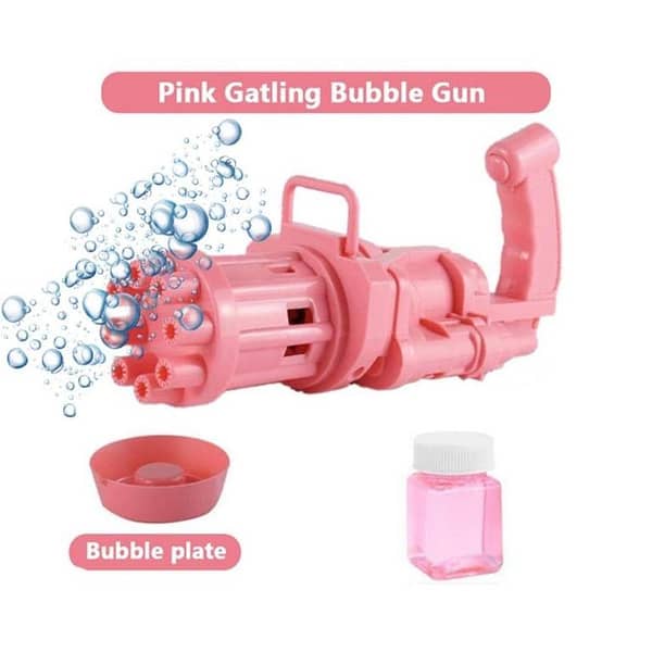 T  Massive Bubble Gun_ - Kids Automatic Bubble Gun_ Toys Summer Soap Water Bubble Machine Plastic Electric - Pink