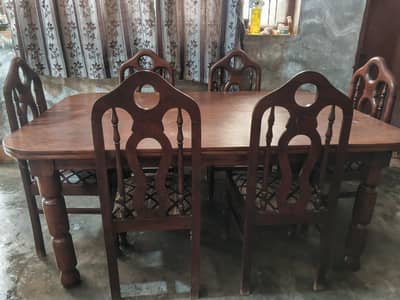 solid wood 6 chairs dining table urgent sale