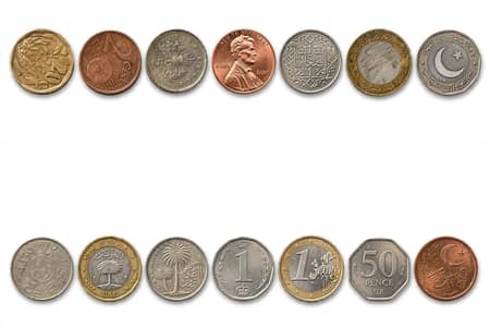 14 original mix foreign Coins lot-USA UK Euro Saudi UAE Pakistan