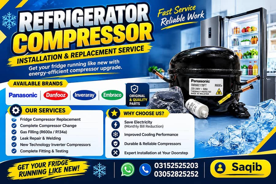 Refrigerator Compressor Fridge Compressor – Installation Available 0