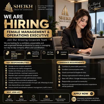 PART-TIME FEMALE MANAGEMENT & OPERATIONS EXECUTIVE