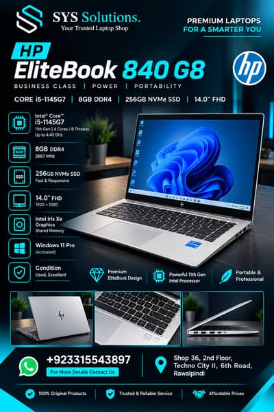 HP EliteBook 840 G8 | Core i5-1145G7 | 8GB DDR4 | 256GB NVMe SSD |