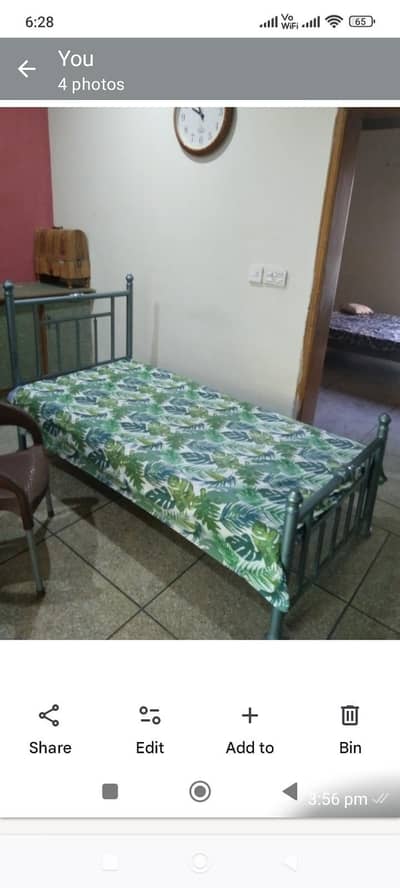 single iron bed  solid life time size 3by 6 with mattress